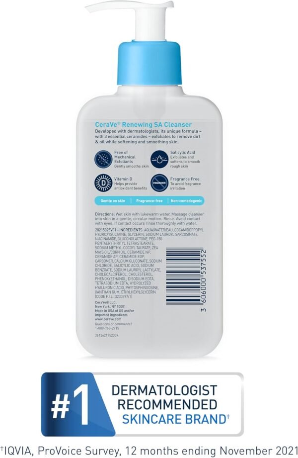 CeraVe SA Cleanser Salicylic Acid Face Wash with Hyaluronic Acid 1